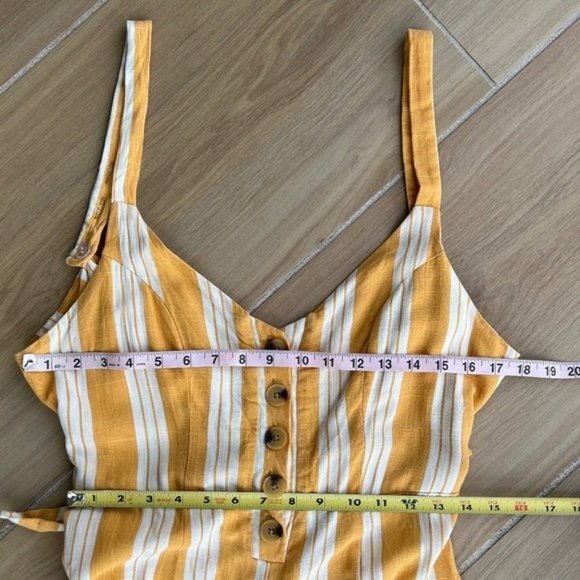 PacSun Kendall & Kylie Yellow Striped Linen Blend Jumpsuit Size Large Wide Leg - Picture 4 of 13